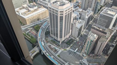Urban landscape looking down from the hotel