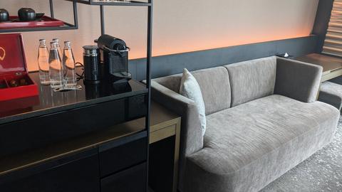 Room sofa and mini bar area