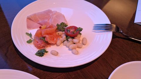 Prosciutto, salmon, and bean salad